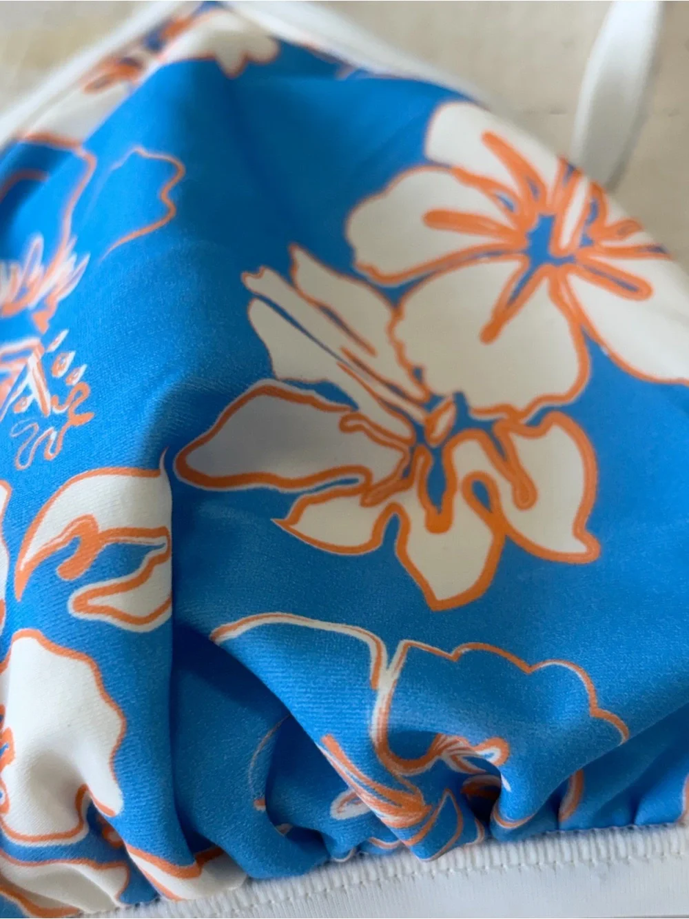 Wild Fable‎ Tropical Floral String Bikini Top NWT size Medium Blue White Trim